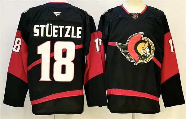 Men's Ottawa Senators #18 Tim Stutzle Black 2022 Reverse Retro Primegreen Jersey